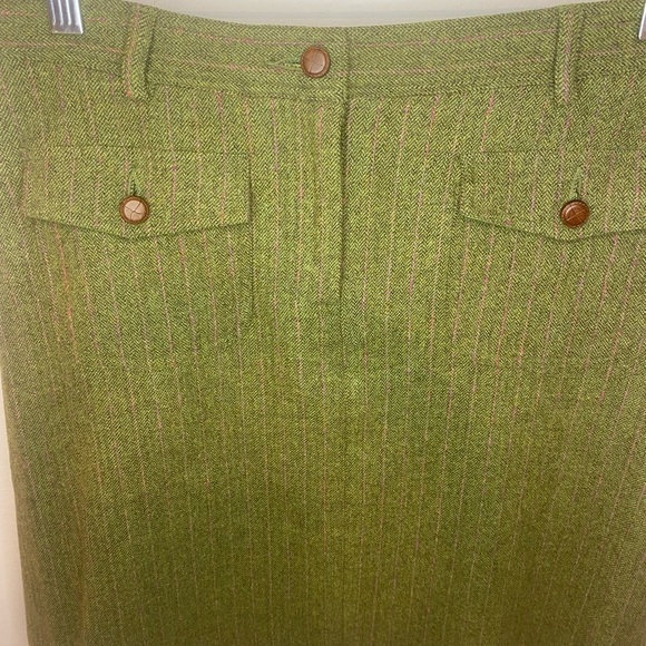 Lilly Pulitzer Wool Blend Olive Green and Pink Striped Pencil Skirt - Picture 2 of 5
